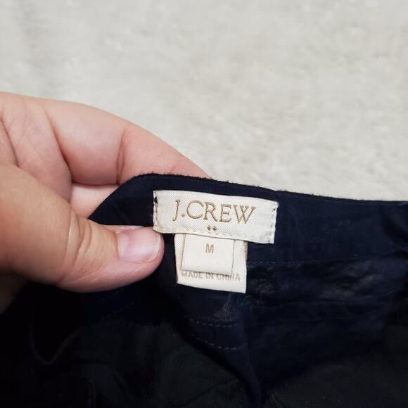 J. Crew Navy Blue Black Long Sleeve Cotton‎ Bungalow Bohemian Tunic Top Blouse M - Picture 4 of 6